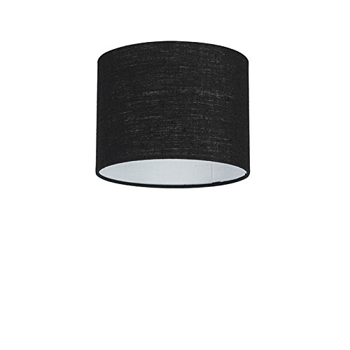 QAZQA Modern Polyester Lampenschirm 20/20/15 Zylinder schwarz , Rund gerade Schirm Pendelleuchte, Schirm Stehleuchte,