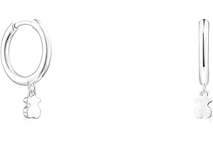 TOUS Pendientes de Aro de Plata de Primera Ley para Mujer con Diámetro de 1,5 cm y Motivos de Oso Cierre de Presión, Elegante y Versátil, Colección Cool Joy