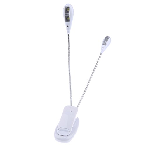Preisvergleich Produktbild Homyl Doppelkopf 4 LEDs Leseleuchte Klemmleuchte, Dimmbar Tragbar - Weiß