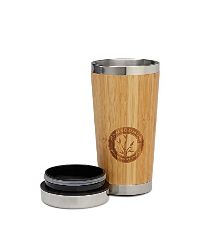 Bamboomug ED5006, Kaffee- oder Teebecher, doppelwandig, aus Edelstahl und Bambus, 450 ml - 2
