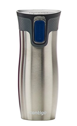 Contigo West Loop Autoseal Travel Mug - New Model With Lid Lock - STAINLESS STEEL - 470ml (with free Christmas bottle gift bag)
