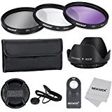 Neewer®52MM profesional lente filtro accesorio Kit y ML-L3 IR inalámbrico teledirigido remoto control para NIKON D7100 D7000 D5200 D5100 D5000 D3300 D3200 D3100 D3000 D90 D80 DSLR cámaras - incluye Kit de filtro (UV, CPL, FLD) + filtro de bolsa de transporte + parasol flor del tulipán + centro de pellizca la tapa del objetivo con tapa Keeper Correa + Paño de limpieza de microfibra + RC-6 IR inalámbrico teledirigido remoto control