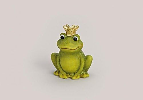 Frog King with Crown Green Two Sizes Garden Modern, H11.5 x B10 cm