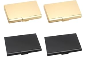 SENBALER 4 Pezzi Porta Biglietti da Visita Portatile in Alluminio Sottile,Porta Carte Credito Tascabile Professionale per Uomo Donna (Nero + oro)