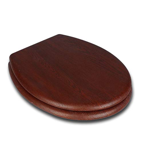 Easily - Asiento de Inodoro Universal Fabricado en MDF con Efecto Madera y bisagras de Acero Inoxidable