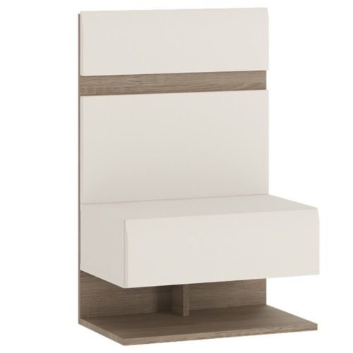 Chelsea Bedroom Bedside Extension for bed in white gloss with an Truffle Oak Tr