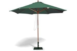 Jati Umbra 3m Large Patio Parasol with Cover (Green) - Octagonal, Double-Pulley, 2-Part Pole
