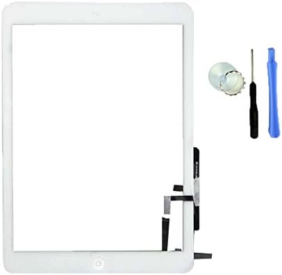 lumn 2017 iPad 5 Air 1st Gen Digitizer Screen Replacement - A1822 A1823 Front Panel Glass, Home Button & Camera Bracket & Adhesive Pre-assembled (White)
