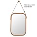 Produktbild ZRI Bamboo Wandspiegel Rechteckig Flur Spiegel Badspiegel mit Verstellbarer Ledergürtel (Weiß, 38 x 26cm)