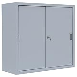 Kein Aufbau notwendig!! Fix und fertig montiert!! Hochwertige Stahl Schiebetüren Aktenschrank Höhe 109cm, Breite 120cm, Tiefe 45cm mit 2 Einlegeböden und 3 Ordnerhöhen. Unsere Schiebetürenschränke besitzen eine stabile Stahlblechkonstruktion und sind alle verschweißt. Die Türen haben eine senkrechte Kastenverstärkung zur Aussteifung der Türblätter.