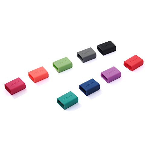 9-PACK TUSITA Silikon Fastener Ring für Fitbit Alta, Fitbit Flex, Garmin Vivosmart Vivofit 3, Misfit, Amiigo, Striiv, JAWBONE UP2, UP3, UP Move (Thick-Armband) Schleifen Keeper Verschluss - 4
