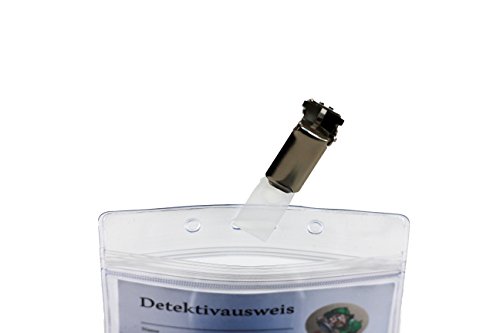 6 x Detektivausweis für Kindergeburtstag mit Clip, Hülle und Umhängeband - 4