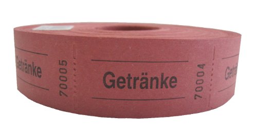 Wolf & Appenzeller 601054 - Gutscheinrolle für Getränke, 1000 Stück, rot