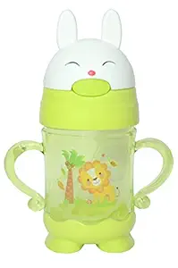 Baby Bottle for Kids sip Sipper Plastic Water Bottle spil Proof with Soft Silicon Sout and Straw BPA Free for Girls Boys Sipper Green Color(200ML)