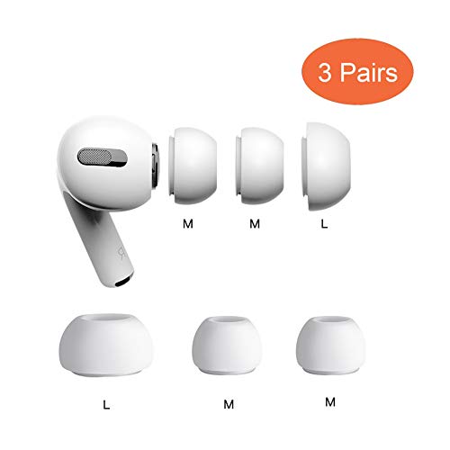 sciuU Rembourrage Antidérapant Compatible avec Apple Airpods Pro, [3 Paires] Crochet en Silicone Souple, Housse de Rechange pour écouteurs, 2 Medium + 1 Large, Blanc