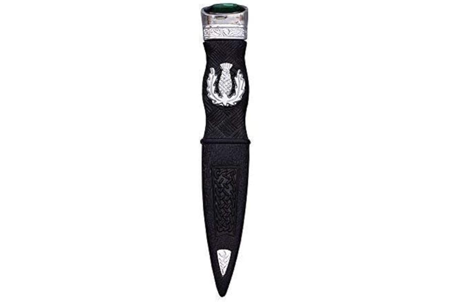 THISTLE KILT SAFETY SGIAN DUBH SILVER DUMMY PEWTER MOUNT WITH DIFFERENT STONES