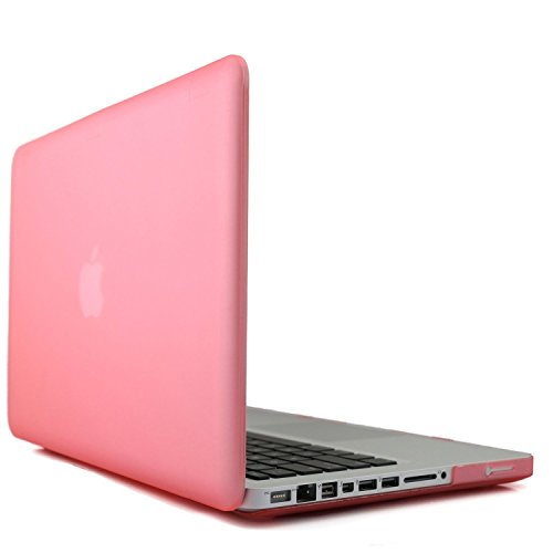 i-Buy Matte Gummierte Harte Schutzhülle Hülle für Apple Macbook Pro 13.3 Zoll mit DVD-Treiber + Schutzfolie + Silikon Tastaturschutz + Anti-Staub-Stecker – Rosa - 5