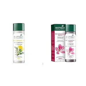 Biotique Bio Dandelion Visibly Ageless Serum, 190ml And Biotique Bio Mountain Ebony Vitalizing Serum For Falling Hair Intensive Hair Growth Treatment, 120ML