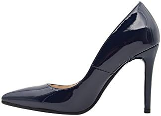 Verocara Women's Comfortable Elegant High Classic High Pointy Stiletto Dress Pump Navy Patent 7.5 UK