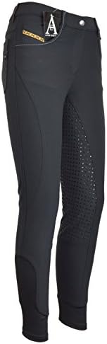 Bamboo Ladies Women Breeches | High Performance Functional Fabric | Silicon Patterned For Extra Grip | Soft Stretchy Black UK 14 (32-inch)