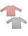 (Pack of 2) Roxy Infant Girls Crew-Neck Long Sleeve Shirt 1(12-18M) Light Red & Grey