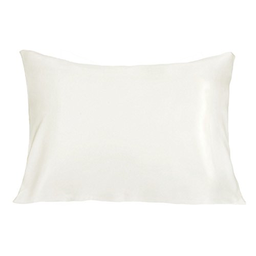 LULUSILK Funda de Almohada para el Pelo y Piel 100% Pura Seda 16 Momme con Cremallera oculta 1 Unidad, 40 x 60 cm, Marfil