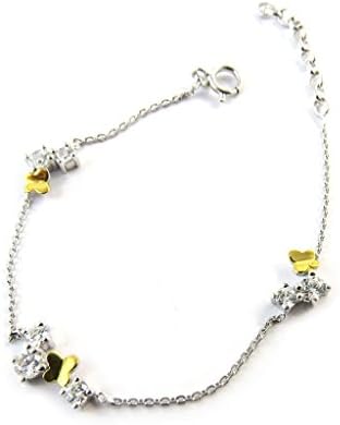 Silver bracelet 'Papillons'2 tones.