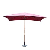 ✅Peso neto: 7kg Sombrilla Tipo Parasol para Terraza y Jardín - Color Vino - Madera y Poliéster - 2x3m