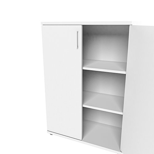 PROFI Aktenschrank abschließbar 3OH Weiß Schrank Büroschrank Flügeltürenschrank - 