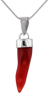 Red Coral Tusk &amp; Silver Pendant