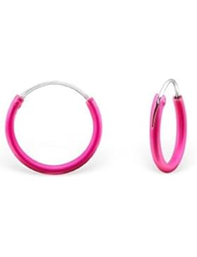Unbespielt Schmuck Ohrschmuck Ohrringe Silber 925 Creolen klein für Damen oder Kinder 12 x 1,2 mm pink mit Steckverschluss...