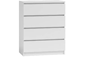 ‎CDF CDF Kommode Malwa M4 | Farbe: Weiss | Schrank für Dokumente, Kleinigkeiten | Ideal für Wohnzimmer, Schlafzimmer, Kinderzimmer, Jugendzimmer und Büro | 4 geräumige Schubladen