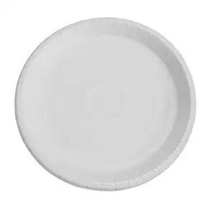 Cara Disposable 12 inches Round (2 Set of 25 Plates = 50 Pcs) Paper Plate White Ecofriendly, Biodegradable for Party, Lunch, Dinner, Outdoor Function, Usable Size 11