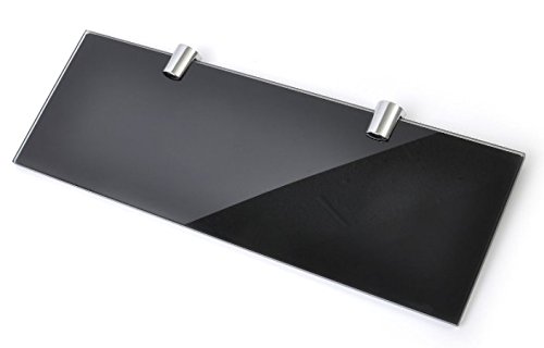 Étagère en verre noir brillant avec 2 supports en finition chrome - 300 x 100 mm