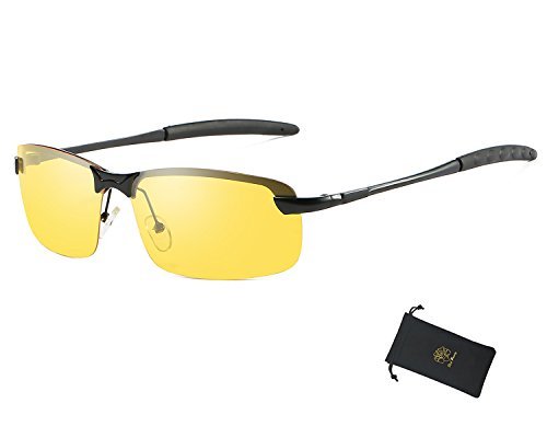 Red Peony Gafas De Sol Amarillas Conducir Nocturnas polarizadas Gafas de sol de aviador Protección UV 400 (B/negro)