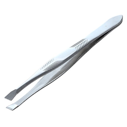 TOOGOO(R) Silver Tone Stainless Steel 3.5" Length Tweezer for Eyebrow