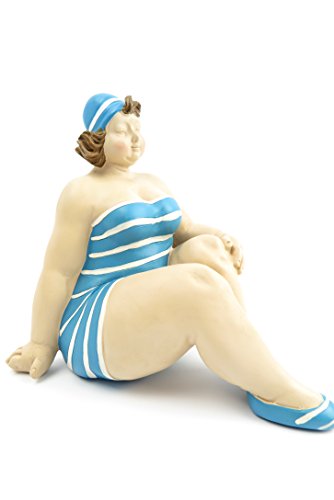 Dekofigur Mollige Frau LIEGEND Badeanzug Retro Art Frauenfigur Dicke Badepuppe Figur Akt Baddeko Badezimmer Deko