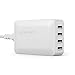 Price comparison product image Top Rated USB Charger, RAVPower 40W 4-Port Desktop Charger Mains Plug with iSmart for iPhone, iPad, Galaxy, Mobile Phones, Tablet and Power Bank -White