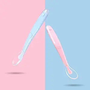 Oren Empower 100% BPA Free The Silica Gel Soft Head Spoon - Set of 2 (Color - Pink & Blue)