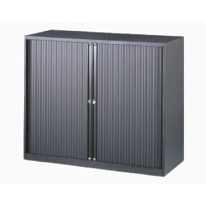 Preisvergleich Produktbild Bisley Rollladenschrank Euro Stahl 2 Fachböden Höhe 1029mm schwarz / schwarz