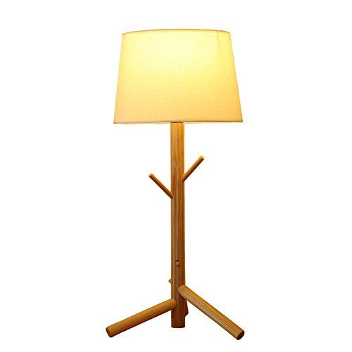 Preisvergleich Produktbild Lichtstein Japanische Tischleuchte aus Holz Tischlampe, Retro Massiv holz und Stoffschirm Entspannende Beleuchtung für Schlafzimmer Nachttischlampe, Modernes Zimmer, Studio , Café , Babyzimmer Studentenwohnheim , Couchitisch ,Kommode, Bücherregal