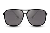 Alto: 5,2 cm x Ancho: 14,4 cm Cheapass Gafas de Sol Hombres Negro Plata Grandes UV400 Chicos Hombre