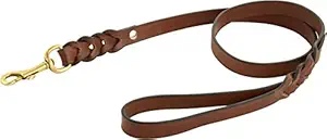 Skora Handmade Braided Padded Leather Dog Leash (5 Feet x 3/4 inch, Brown)