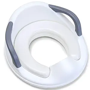 Eazy Kids Toilet seat for Western Toilet, Potty Training Seat for Boys and Girls, Fits Round & Oval Toilets, Durable for Baby with Cushion and Handles Potty Seat (White)