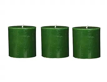 DELHI CANDLES Home Made Hand Crafted Smooth Pillar Candles, Set of 3 for Home Dcor/Meditation/Aroma/Reiki/Party/Romantic Dinner/Christmas & Other Occasion (Green, 3X3)