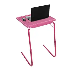 TABLE MAGIC-Rouge Pink -18-in-1 Multipurpose Laptop Table 6 Height Adjustable, Suitable for 16? Laptop, Home and Study use ( Metal,PINK )