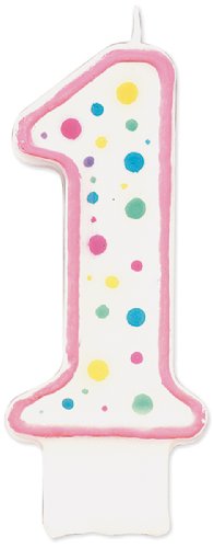 Wilton Geburtstagskerze, Zahl 1, Rosa