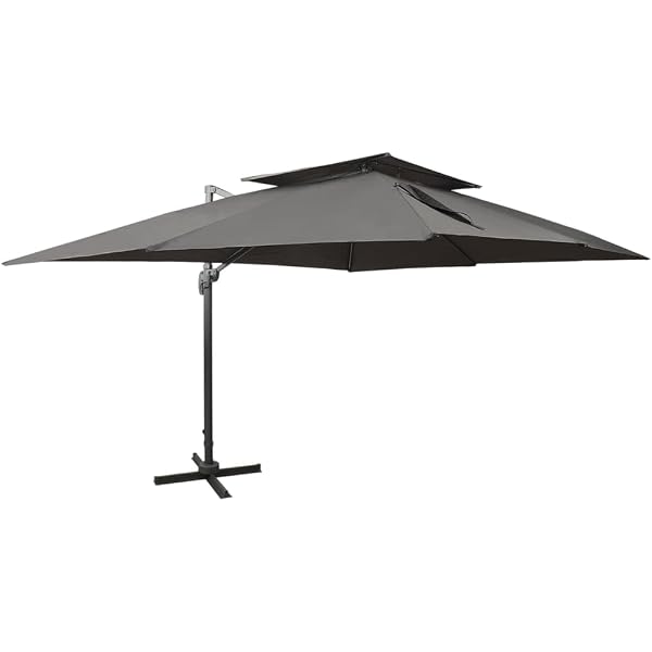 VidaXL Ampelschirm Mit LED-Beleuchtung – 400x300 Cm, Sandfarbe, Aluminium-Mast, Kurbelsystem & Neigbar