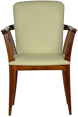 High Street Design Antique Oak Winsor Chair with Cream Faux Leather Cushion