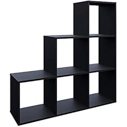 Vicco Étagère escalier cloison de séparation 6 Compartiments 105 cm Noir